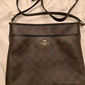 Coach Crossbody Bag Signature Dark Brown and Black